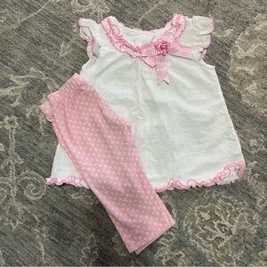 Rare Editions Toddler Pink Polka Dot Pants & Top Size 2T